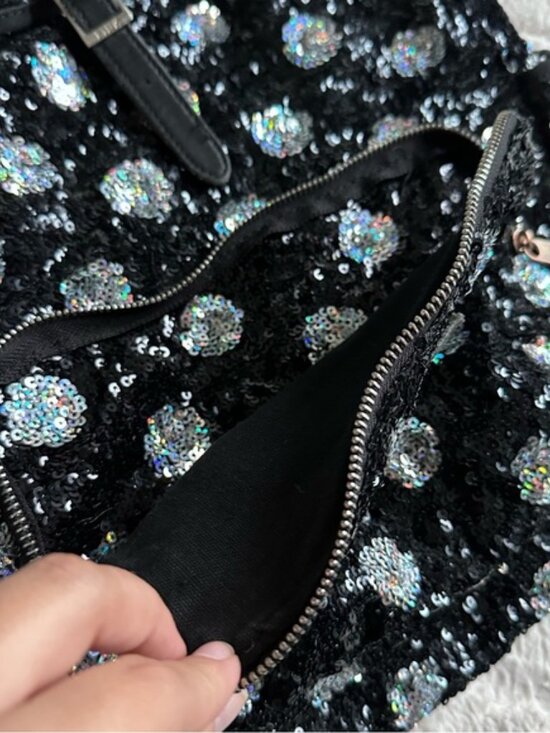 Victoria\'s Secret PINK | Black & White Sequin Polka Dot Backpack main image 8